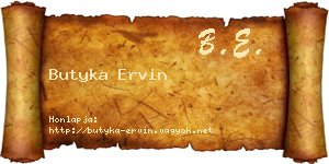 Butyka Ervin névjegykártya